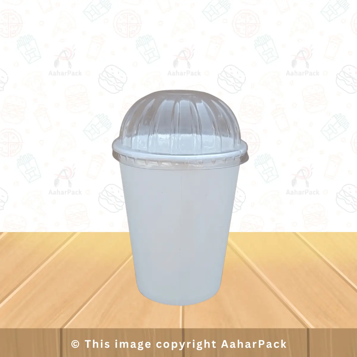 250 ML (8OZ) Single Wall White Paper Cup With Dome Lid  Pack Of 1000 Pcs